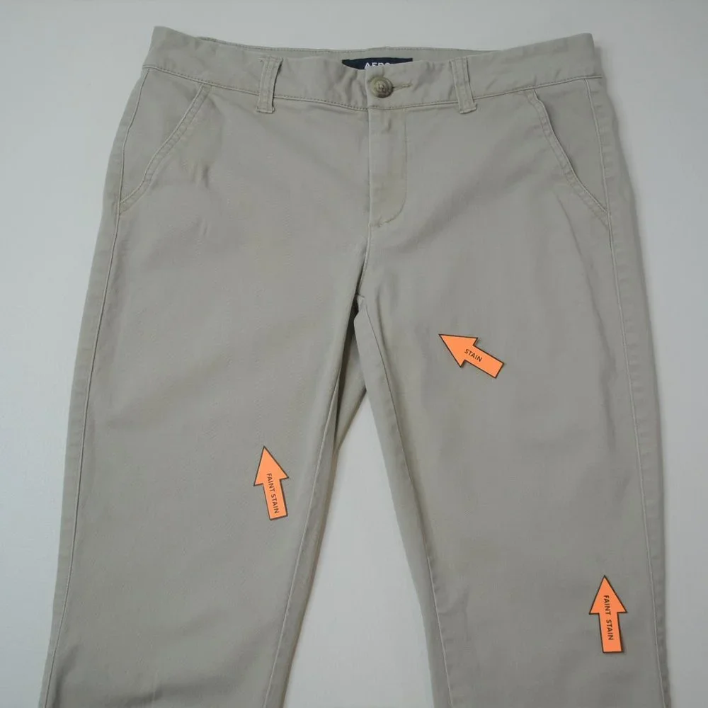 AERO Sz 6 SHORT Women TAN Stretch SKINNY Leg STRETCH Chino LOW Rise TROUSER Pant